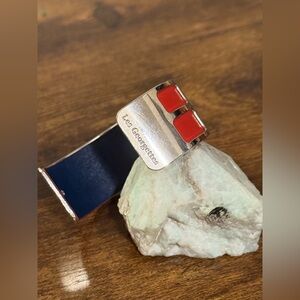 Les Georgette Silver Blue and Red Cuff Bracelet